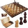 Nuangoo Scacchiera in Legno, 3 in 1, 34x34cm Scacchiera Magnetica Portatile, Gioco da Tavola per Bambini e Adulti