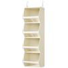 Lifewit Organizer Armadio Appendere con Pannelli Trasparenti, Beige | Organizzatore Pieghevole con 4 Ripiani e 2 Ganci Robusti, Ripiani per Armadio Interno, Contenitori per Vestiti