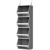Lifewit Organizer Armadio Appendere con Pannelli Trasparenti, Grigio | Organizzatore Pieghevole con 4 Ripiani e 2 Ganci Robusti, Ripiani per Armadio Interno, Contenitori per Vestiti
