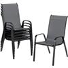 LIFERUN Sedia da giardino impilabile, da campeggio, impilabile, con schienale alto, in acciaio, per giardini, cortili, balconi, ristoranti, 150 kg, portata 54 x 69 x 93 cm (6pcs, grigio scuro)