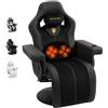 Dowinx Poltrona relax da gaming con funzione massaggio Shiatsu, poltrona TV con funzione reclinabile 90°-135° e poggiapiedi, sedia da gaming girevole a 360°, senza ruote, portabicchieri, Linea gialla