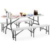 Casaria Set Mobili da Birreria 180 cm Pieghevole 2x Panca da Sagra 1x tavolo XL Set Outdoor Campeggio Interno Esterno