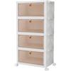 PurKeep Scatole Plastica con Coperchio, 23L*4 Contenitore con Coperchio | Scatole Portaoggetti con Porte e Ruote, Pieghevole Cassettiera in Plastica, bianco, 4 confezioni