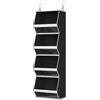 Lifewit Organizer Armadio Appendere con Pannelli Trasparenti, Nero | Organizzatore Pieghevole con 4 Ripiani e 2 Ganci Robusti, Ripiani per Armadio Interno, Contenitori per Vestiti