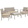 CASARIA Set Lounge Tavolo da Giardino in Polyrattan Mobili da Esterno | 4 Persone Incl. Cuscini, Terrazza Balcone, Salottino Outdoor, 7 pezzi, 2 Poltrone, 1 Panca, 1 Tavolo