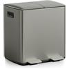 mVm Pattumiera Differenziata, Pattumiera Differenziata 2 Scomparti, 2 x 20 L, Acciaio Inossidabile, pedali in metallo, Secchi Interno in Plastica, Coperchi, Manici, Chiusura Ammortizzata, Grigio