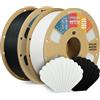OVERTURE Matte PLA Filamento 1,75 mm Nero & Bianco, 2kg Matt | Opaco PLA - Neatly Wound - Finitura Opaca - Profondo - Precisione Dimensionale±0,02 mm - per Stampante 3D FDM