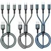 GIANAC Multi Cavo di Ricarica [3pack 1.2M]3 in 1 Multiplo Cavetto Ricarica Rapida | Multi Cavo di Ricarica Cavetto con Micro USB Tipo C Lightning interfaccia Cavo USB per Samsung iPhone Huawei Redmi LG PS5