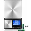 izeyu Bilancia Da Cucina A Doppio Piatto, 15kg, Ricaricabile USB-C | Piatto piccolo con incrementi di 0,01g, tara separata, somma dei pesi e display LCD retroilluminato per cucina e pasticceria