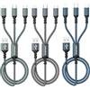 GIANAC Multi Cavo di Ricarica [3pack 2M]3 in 1 Multiplo Cavetto Ricarica Rapida | Multi Cavo di Ricarica Cavetto con Micro USB Tipo C Lightning interfaccia Cavo USB per Samsung iPhone Huawei Redmi LG PS5