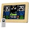 VOKSUN Stazione meteo radio con sensore esterno, display a colori, termometro igrometro con previsioni meteo, orologio radio DCF, funzionamento a batteria e alimentazione a rete