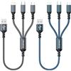 GIANAC Multi Cavo di Ricarica [2pack 0.5M]3 in 1 Multiplo Cavetto Ricarica Rapida | Multi Cavo di Ricarica Cavetto con Micro USB Tipo C Lightning interfaccia Cavo USB per Samsung iPhone Huawei Redmi LG PS5