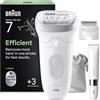 Braun Silk-Épil 7 Epilatore Elettrico Donna, Accessori, 7-441, Argento | Depilatore Corpo Donna Impermeabile, Testina Ampia per Rimozione Peli, Testina Radente, Cappuccio Regolatore, Mini Rifinitore