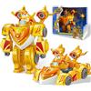 De Tombe Trading EU770352, Robot Suit: Figura giocattolo trasformabile, circa 18 cm di altezza. 2-in-1: tuta da robot e auto, adatta a bambini dai 3 anni in su. Yellow Boy BOT