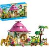 Playmobil Unicorno magico con corno dorato e stalla. Decorato con una ghirlanda luminosa per notti incantate. Giocattolo creativo per bambini dai 4 anni in su. Codice prodotto: 71838. Casa delle fate