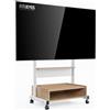 Merkloos Supporto TV da pavimento con ruote - Da 40 a 85 pollici - Max 60 kg - Altezza regolabile - Bianco e rovere