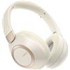 LORELEI B-C6 Cuffie over-ear wireless, 50 ore di riproduzione, pieghevoli, leggere, Bluetooth, bassi profondi, microfono integrato, paraorecchie in memory foam per viaggi, ufficio (beige bianco)
