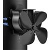 Wopigh Ventilatore per Camino non Elettrico a 4 Pale | Silenzioso e a basso consumo, non richiede elettricità, adatto a stufe a gas/a legna