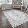 PureCozy Vintage Tappeto Salotto 120x170cm Grigio Antiscivolo | Lavabile in Lavatrice,Tappeto Camera da Letto,Grandi Tappeti Ufficio,Pelo Corto,Carpet,Rug