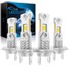 Sycreek Lampadine H7+H7 LED,30000LM 6500K Bianco Freddo 12V Led H7+H7 Lampade Faro per Auto e Moto 600% Luminosità 1:1 Mini Plug-n-Play,4 Lampadine