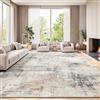 Terven tappeto salotto antiscivolo lavabile moderno, 240x300 cm, Beige | morbido con pelo corto, pieghevole, spesso antigraffio, grande tappeto astratto da interno, per cucina, camera, antimacchia