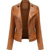 LCDIUDIU Giubbotto Pelle Donna,Giacca In Ecopelle Da Donna Cammello Bavero Con Zip Tasche Laterali Perline Spalla Vintage Manica Lunga Corta Slim Fit Moto Biker Pu Cappotto Bomber Moto Outwear Primavera Autu