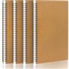 Yarotm Quaderni Quadretti - 4 Pezzi A4 210x292mm Quadernino Appunti a Spirale Copertina Rigida Kraft - 100 g/m² Carta Block Notes A4 Quadretti 5mm - Notebook Taccuino a4