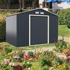 GYMAX Casetta da Giardino degli Attrezzi, con Ampio Spazio di Stoccaggio, Dimensioni Estensibili, Struttura in Acciaio, 4 Sfiati per Ventilazione, con Anta Scorrevole (Casetta degli Attrezzi)