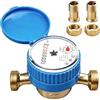 BORDEAG Contatore dell'acqua, timer da 1/2 pollici, contatore acqua da giardino, contatore acqua fredda, contatore acqua da giardino con copertura protettiva e connettore in ottone, per casa, giardino, uso