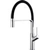 VALAZ Rubinetto Cucina Canna Flessibile Cromato e Nero Opaco Serie Saja | Rubinetto da cucina miscelatore monocomando, canna flessibile orientabile, alta pressione, ottone e acciaio inox