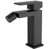 VALAZ Rubinetto Bidet Nero Opaco Quadrato Serie Muga | Rubinetto per bidet miscelatore monocomando, miscelatore monocomando, ottone e acciaio inox, risparmio idrico, nero opaco