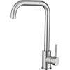 VALAZ Rubinetto Cucina Canna a C Acciaio Spazzolato Serie Zancara | Rubinetto da cucina miscelatore monocomando, canna alta a C, alta pressione, ottone e acciaio inox, risparmio idrico