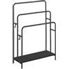 VASAGLE Portasciugamani da Terra a 3 Aste, 2 Ganci, Ripiano Portaoggetti | Scaffale per Coperta, Teli Bagno, 70 x 30 x 101 cm, Nero Opaco e Nero Ebano, Collezione COLTEN LLS019B01