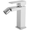 VALAZ Rubinetto Bidet Cromato Quadrato Serie Muga | Rubinetto per bidet miscelatore monocomando, miscelatore monocomando, ottone e acciaio inox, risparmio idrico, cromato