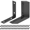 sourcing map Set da 12 staffe angolari in metallo, staffe ad angolo retto con viti per mensole in legno, nero, 6 x 1,5 x 6 cm