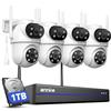ANNKE 4MP Kit Videosorveglianza WiFi Esterno, 10CH NVR e 1TB HDD, 360° PTZ | 4x Doppia Lente Telecamera Wi-Fi, Tracciamento Automatico, Visione Notturna a Colori, Audio Bidirezionale, Senza Abbonamento