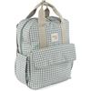 Walking Mum. Borsa zaino I Love Vichy, borsa per pannolini per passeggino, design versatile con manici corti e spallacci colore verde misure 37 x 28 x 12 cm.