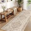 INOVADAY Vintage Tappeto 80x250 cm Boho Antiscivolo Marrone Chiaro | Tappeto Salotto, Tappeto Camera da letto, Sala da pranzo, Cucina, Lavabile in Lavatrice, Morbida, OEKO, Slavata, Stampato
