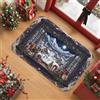 Generic Winter Village Window View Christmas Area Tappeto 2' X 3' | Paesaggio invernale di montagna, cabine innevate, accenti di confezione regalo, atmosfera notturna tranquilla
