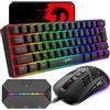 Merkloos Tastiera da gioco con mouse - 61 tasti - RGB - Cablata - Nero