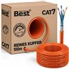 Merkloos Cavo di rete Cat7 S/FTP - 100 m - Cavo di installazione simplex - PoE+ - LSZH senza alogeni - Rame - 10 Gbit/s