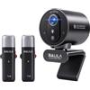 BALILA Webcam S980 4K per PC, 2 microfoni individuali wireless | Muto singolo microfono, 1080P a 60FPS, esposizione manuale, campo visivo a 77°, Plug & Play, copertura privacy, per streaming