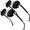 GQUEEN Occhiali da Sole da Uomo Donna Retrò Rotondi Polarizzati UV400 MTS2 | Steampunk, Metallo, Antiriflesso, Regolabili, Leggero e Durevole, Custodia Morbida, Guida, Costumi, Feste