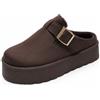 JOMIX Sabot Donna Invernali Platform Ciabatte Calde Con Fibbia | Pelliccia Sintetica Clog Suola Spessa 4.5cm Antiscivolo, Da Casa E Esterno Casa, Autunno Inverno, Donna