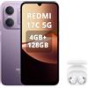 Xiaomi REDMI 17C 5G 4+128GB, viola, con cuffie bianche | Batteria da 6000 mAh, display LCD immersivo da 6,9 pollici con sistema di fotocamera da 120 Hz, 50 MP