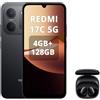 Xiaomi REDMI 17C 5G 4+128GB, Nero, con cuffie nere | Batteria da 6000 mAh, display LCD immersivo da 6,9 pollici con sistema di fotocamera da 120 Hz, 50 MP