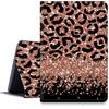 BWEGRHE Custodia leopardata glitterata per iPad Air 11 pollici 2024 M2, custodia antiurto pieghevole in pelle PU regolabile con funzione di accensione/spegnimento automatico per iPad Air 11 pollici 2024 Air