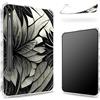 BWEGRHE Progettata per Samsung Galaxy Tab S9 FE 5G 11.9 2023 Custodia con portapenne, retro trasparente con loto bianco e nero, cover paraurti sottile in morbido TPU antiurto