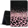 BWEGRHE Custodia leopardata rosa glitterata per iPad 9a/8a/7a generazione 10,2 2021/2020/2019, custodia pieghevole in pelle PU antiurto con supporto pieghevole con auto sleep/wake per iPad 10,2 pollici
