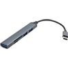 TAZIZI Hub USB con lettore di schede di memoria, tipo C | 3 porte USB-a e adattatore cavo compatto da 10 cm per installazione da scrivania e accesso quotidiano ai file